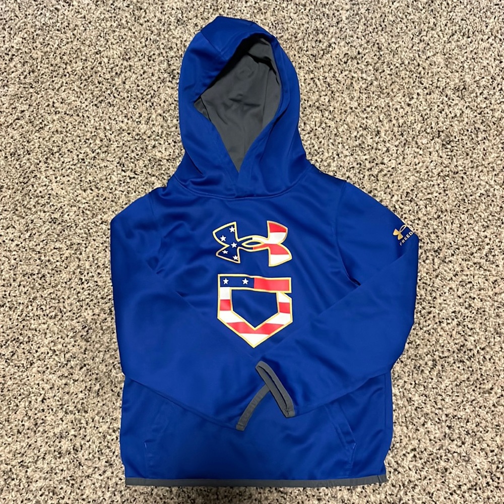 Boys YXS underamour blue freedom hoodie